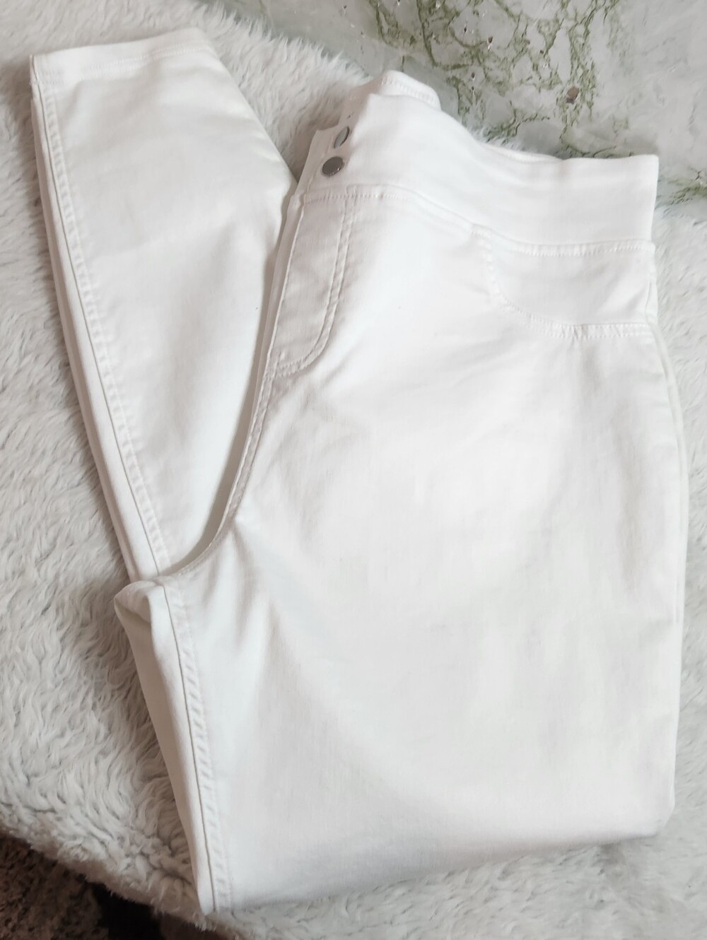 Terra & Sky White Pull-On Skinny Pants